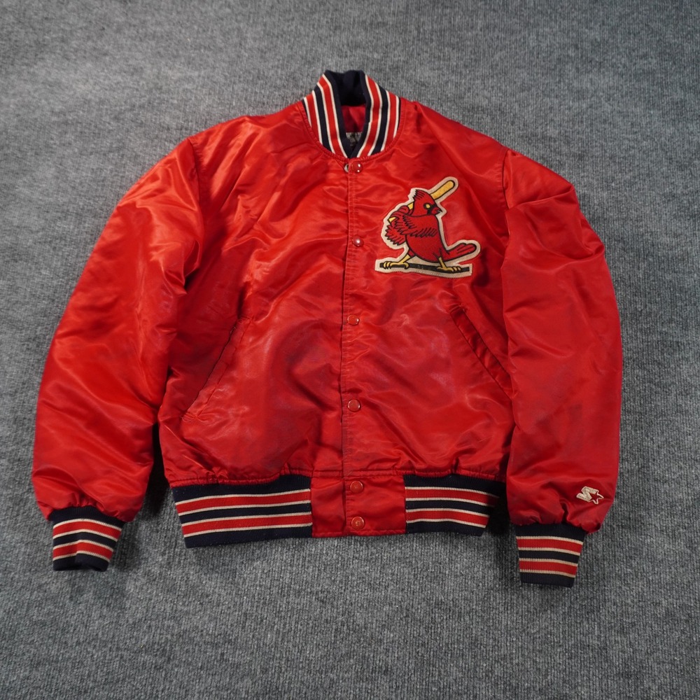 Vintage Starter St. Louis Cardinals MLB Satin Bomber Jacket Mens Medium Red 1980